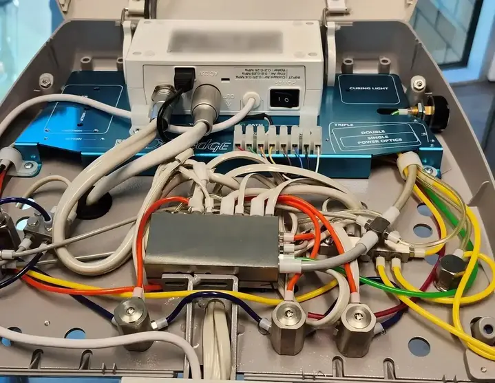 Example of a system that is NOT truly integrated - cluttered wiring and retrofitted controller box
