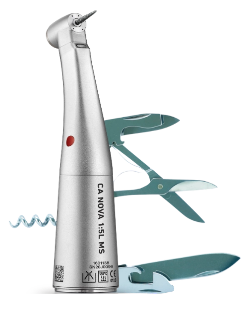 Bien-Air NOVA 1:5 illustrated as a Swiss Army knife to show its versatility